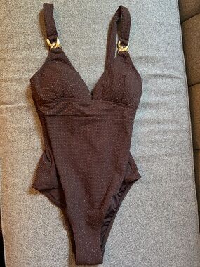 Golden-Brown One-Piece Swimsuit